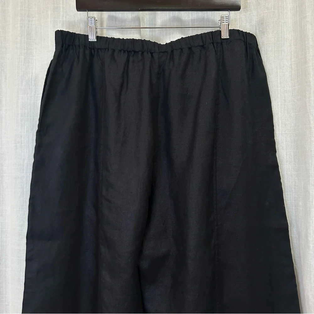 Vivid Linen LINEN EMBROIDERED CROP PANTS black 2x NWT